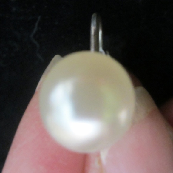 Vntg SIMPLE PEARL Swingclip STERLING Earrings - Picture 1 of 3